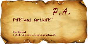 Pávai Anikó névjegykártya